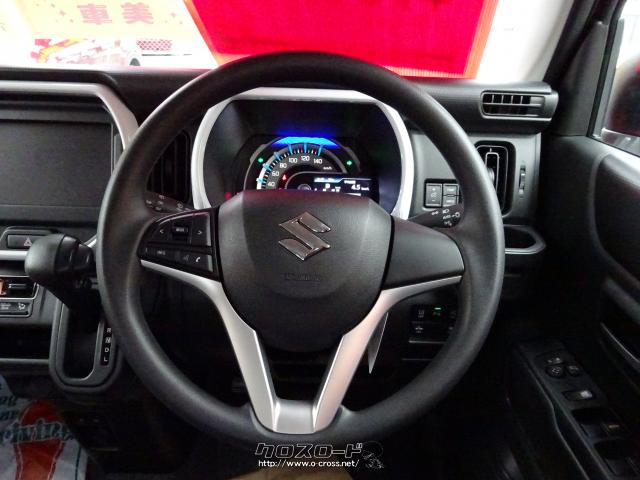 オーディオスイッチ付きステアリングまわり、メーター内にはハイブリッドの状況をディスプレーするモニター付きで低燃費運転をアシストするエコンジゲーターイルミネーション付き! スズキ ハスラー