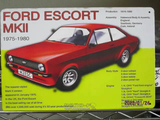 自動車系グッズ ブリキ看板 フォードエスコートMkⅡ