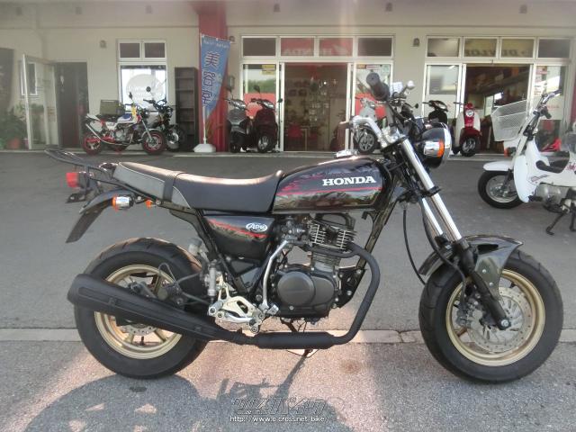 HONDAエイプタイプD バイクタンク 黒 赤いストライプ キャップ鍵付き