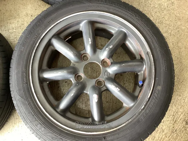 ホイール・タイヤ・14インチ中古ブラックレーシング6J+40PCD100/4H当時