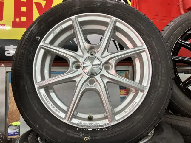 ホイール・タイヤ 14インチ新品ザインEK(シルバー)4本set新品国産タイヤ付