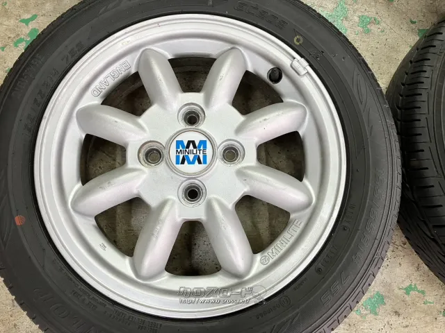 ホイール・タイヤ 14インチ中古ダイハツ純正 ミニライト 4本set中古バリ溝タイヤ付K33