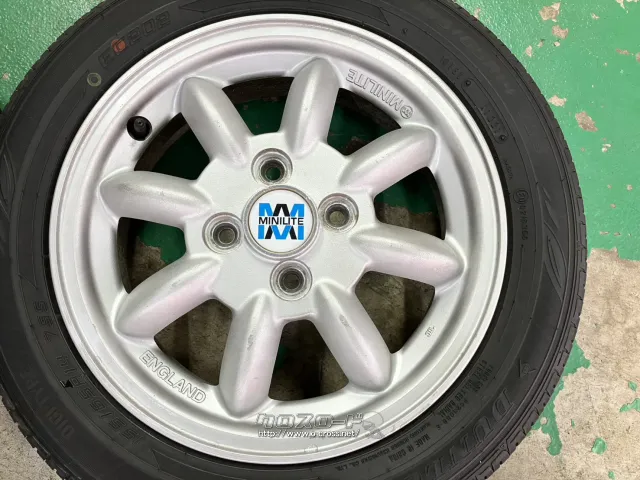 ホイール・タイヤ 14インチ中古ダイハツ純正 ミニライト 4本set中古バリ溝タイヤ付K33