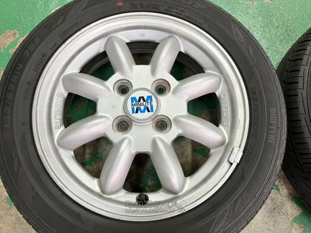 ホイール・タイヤ 14インチ中古ダイハツ純正 ミニライト 4本set中古バリ溝タイヤ付K33