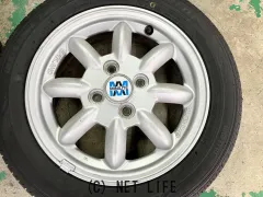 ホイール・タイヤ 14インチ中古ダイハツ純正　ミニライト　4本set中古バリ溝タイヤ付K33
