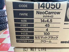 ホイール・タイヤ 14インチ新品Wedsネオキャロ（BK＆クロームC）4本set新品国産タイヤ付