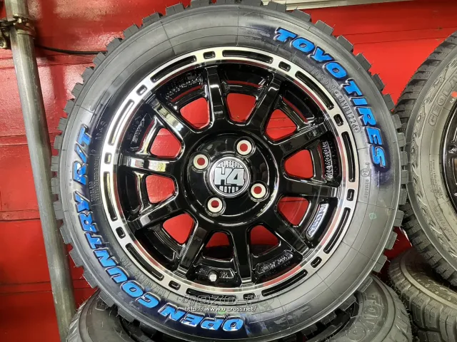 ホイール・タイヤ 14インチ新品共豊H4 MOTOR X1(B/P)4本Set新品国産RTタイヤ付