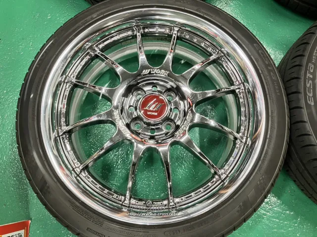 ホイール・タイヤ 17インチ程度良好WORK XSA戦 02C メッキ4本set中古タイヤ付J80