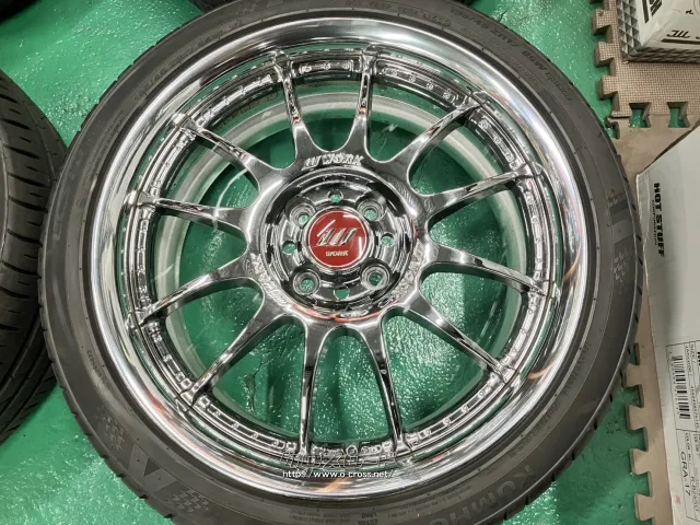 ホイール・タイヤ 17インチ程度良好WORK XSA戦 02C メッキ4本set中古タイヤ付J80