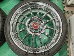 ホイール・タイヤ 17インチ程度良好WORK　XSA戦　02C　メッキ4本set中古タイヤ付J80