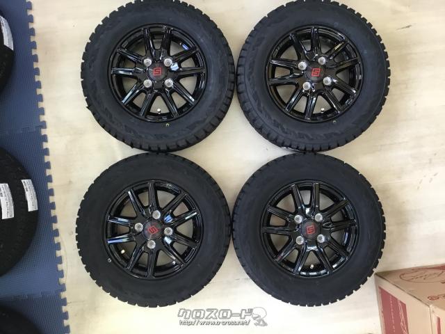 ホイール・タイヤ・12インチ新品ザインSSブラック2本新品2本中古