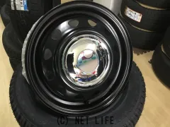 ホイール・タイヤ 14インチ新品ネオキャロセミマットブラック/クローム　タイヤ４本×新品セット