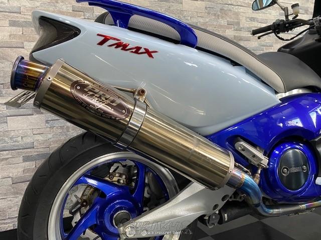 ヤマハ T-MAX500 初秋キャンペーン!スポーティカスタムMAX!ローン月々￥3,000～OK!・ホワイトIIブルー・500cc・BIKE  SHOP DOC・18,658km・保証無 | 沖縄のバイク情報 - クロスバイク