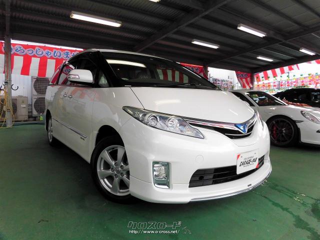 トヨタ エスティマハイブリッド 2 4typex 純正ナビ フルセグ キセノン バックカメラ ツインパワードア モデリスタエアロ禁煙車の内外上物 11 H23 年式 パール 2400cc Garage 沖縄 琉大前本店 8 6万km 保証付 3ヶ月 5千km 沖縄の中古車情報 クロスロード