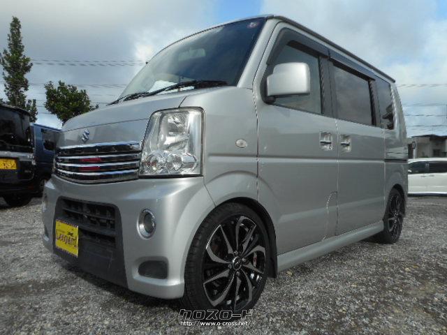 スズキ エブリイワゴン Pzターボ ローダウン 本土中古車 左側パワースライドドア 16インチ新品レニオス 12 H24 年式 シルバー 660cc カーショップ レオパード 13 7万km 保証付 12ヶ月 15千km 沖縄の 中古車情報 クロスロード
