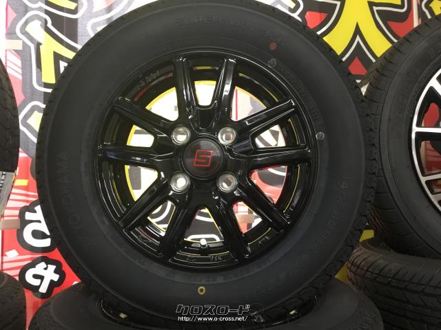 ホイール・タイヤ・12インチ新品ザインSSブラック4本Set新品LTタイヤ  